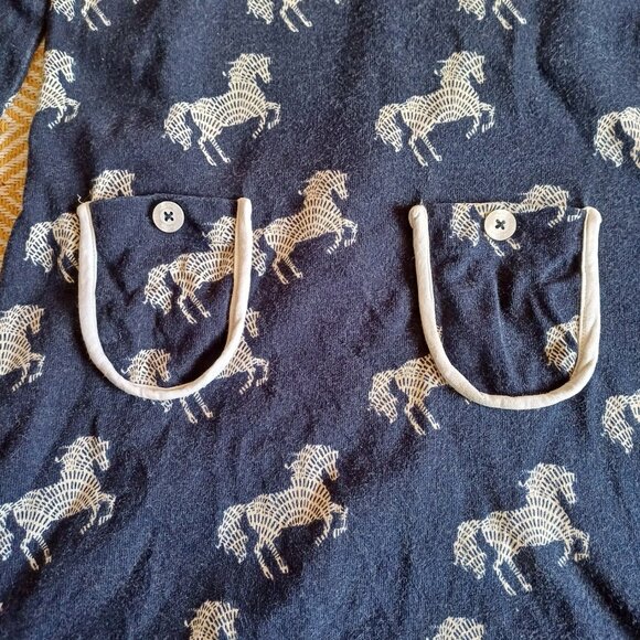 Hatley Navy Blue Horses Casual Girl's Dress Size 8 - Picture 5 of 9